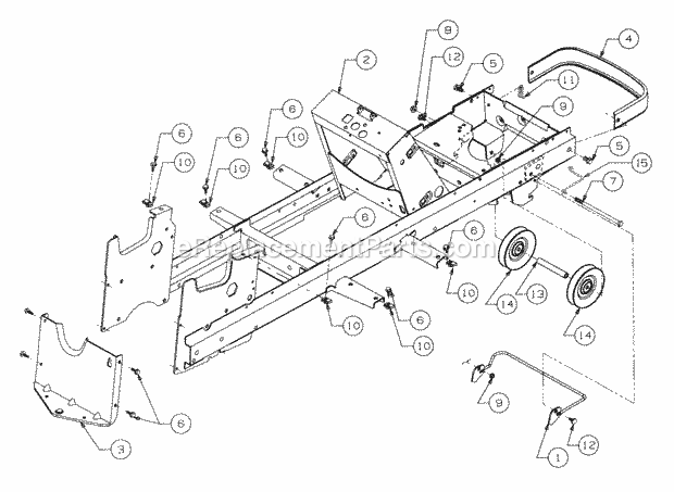 Frame And Drawbar Diagram and Parts List for 2206 13A-298M100 Cub Cadet Lawn Tractor